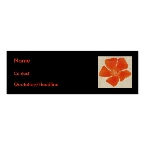 Orange Flower Skinny Profilecard Business Card Template (front side)