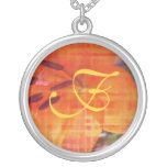 Orange Flower Sterling Silver Necklace Monogram