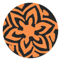 Orange flower round stickers