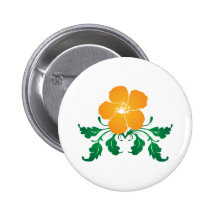 Orange Flower: Vector Drawing: Pinback Button