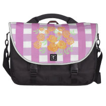 Orange flowers and pink Gingham Laptop Bag