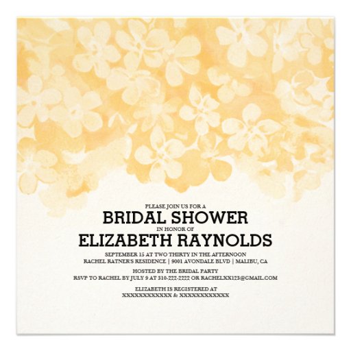Orange Flowers Bridal Shower Invitations