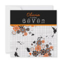 Orange Flowers & Chicks Doodle Birthday Invitation by fat_fa_tin Orange Flowers & Chicks Doodle Birthday Invitation