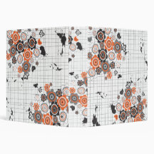 Orange Flowers Chicks Grunge Ink Blots Doodles Kid 3 Ring Binder