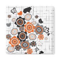 Orange Flowers & Chicks Scrapbook Doodles Magnet