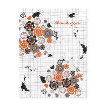 Orange Flowers & Chicks Scrapbook Doodles Postcard