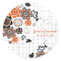 Orange Flowers & Chicks Scrapbook Doodles Sticker by fat_fa_tin Orange Flowers & Chicks Scrapbook Doodles Sticker