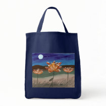 Orange Flowers in the moonlight Canvas Bag