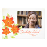 Orange flowers photo graduation party announcement