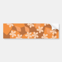 Orange Flowers. Retro Floral Pattern. Bumper Stickers