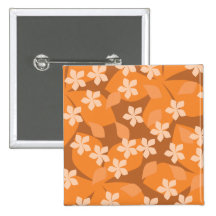 Orange Flowers. Retro Floral Pattern. Pins