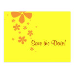 Orange Flowers Save the Date Postcard with Photo