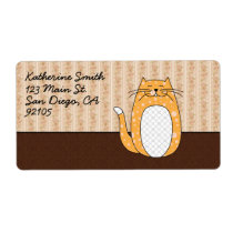 'Orange Folk Art Cat' Custom Shipping Label