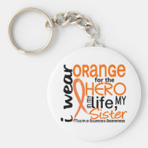 Orange For Hero 2 Sister MS Multiple Sclerosis Keychain