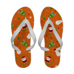 Orange frogs santa claus snowmen Flip-Flops