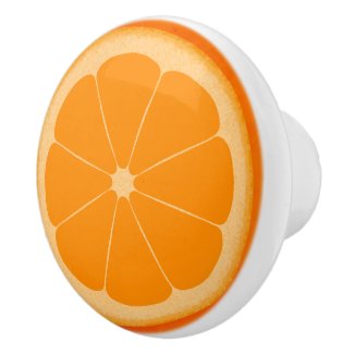 Orange fruit slice pull knob handle ceramic knob