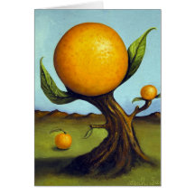 Orange Fruit Tree Greeting Cards