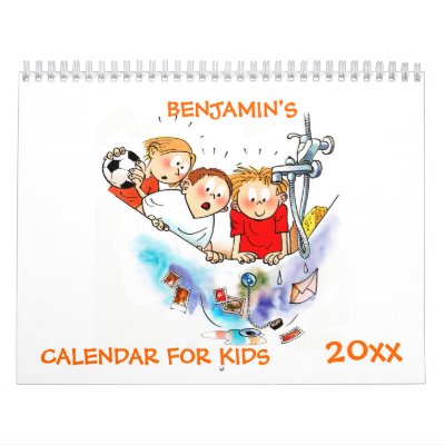 Orange Funny Kids Cartoons Calendar