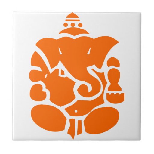 Orange Ganesha Illustration Tile Zazzle