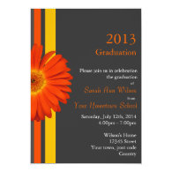 Orange gerbara daisy flower graduation celebration personalized announcements