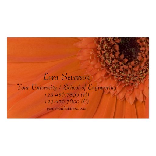 Orange Gerber Daisy Graduate Business Card Templates (front side)