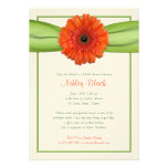 Orange Gerber Daisy Green Bridal Shower Invitation