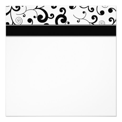Orange Gerbera Daisy Black Scroll Design Wedding Custom Invitation