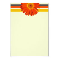 orange gerbera daisy flowers blank invitation custom invitation