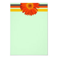 orange gerbera daisy flowers blank invitation personalized invite
