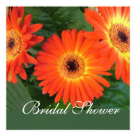 Orange gerbera daisy  flowers bridal shower invitation