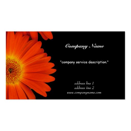 orange gerbera daisy flowers business card templates (back side)