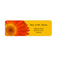 orange gerbera daisy flowers return address label