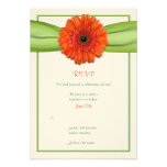 Orange Gerbera Daisy Green Wedding Reply Card Custom Invitation
