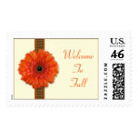 Orange Gerbera Daisy Monogram Wedding Postage