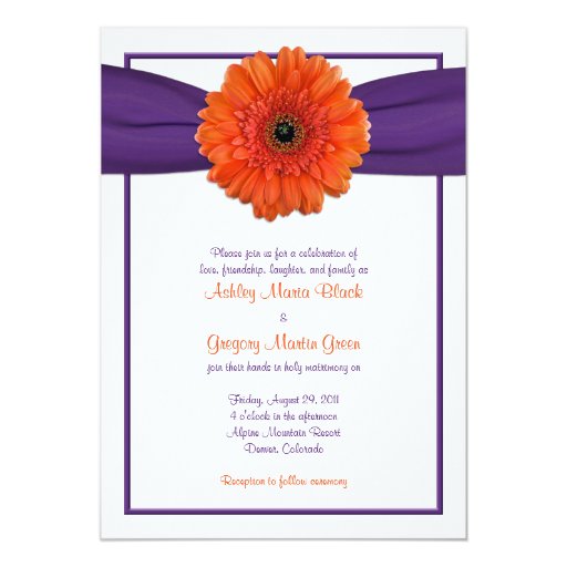 gerbera wedding invitations orange gerbera purple wedding invitation 5 quot x 7 gerbera wedding invitations orange gerbera purple wedding invitation 5 quot x 7