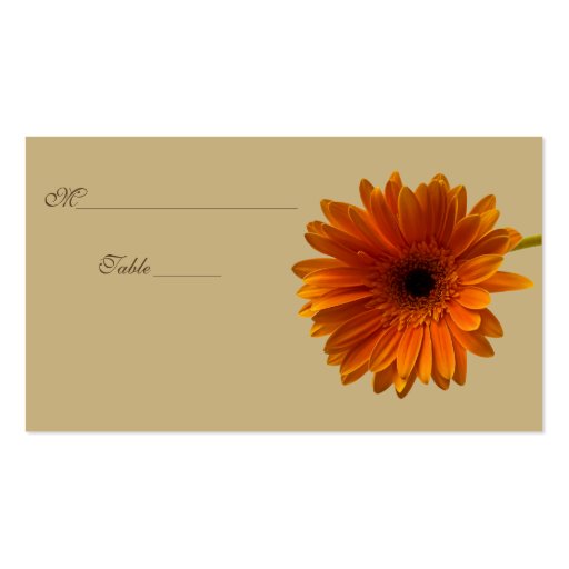 Orange Gerbera Daisy Special Occasion Place Card Business Card Template (front side)