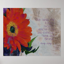 Orange Gerbera Daisy to Think and Believe Poster