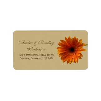 Orange Gerbera Daisy Wedding Address Labels label