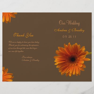 Orange Gerbera Daisy Wedding Program Custom Flyer