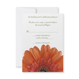 Orange Gerbera Daisy Wedding Reply RSVP Card zazzle_invitation