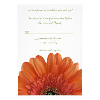 Orange Gerbera Daisy Wedding Reply RSVP Card Custom Invites