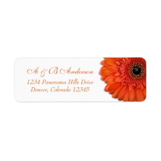 Orange Gerbera Daisy Wedding Return Address Label