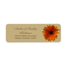 Orange Gerbera Daisy Wedding Return Address Labels