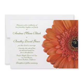 Orange Gerbera Wedding Invitation