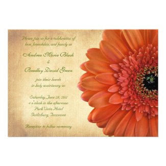 Orange Gerbera Wedding Invitation
