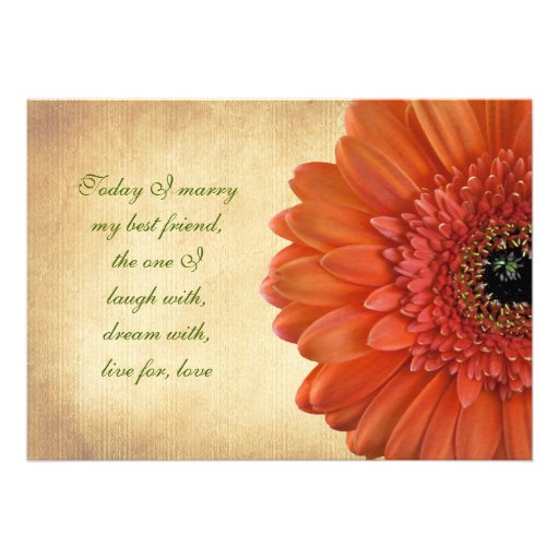 Orange Gerbera Wedding Invitation