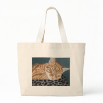 Orange Ginger Tabby Sleeping Cat Painting Art Tote Bag