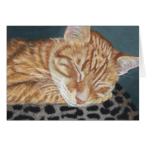 Orange Ginger Tabby Sleeping Cat Painting Art Cards