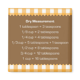 Orange gingham dry measure chart kitchen helper magnet