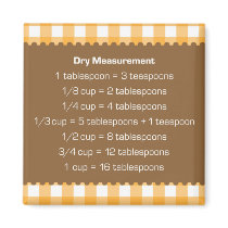 Orange gingham dry measure chart kitchen helper magnets